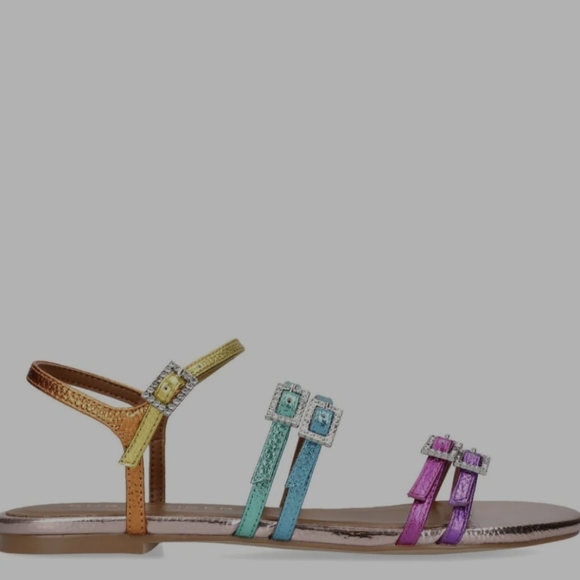 Kurt Geiger Shoes - Kurt Geiger Pierra Strappy Flat Sandal multicolor metallic rainbow sz 36.5 / 6.5